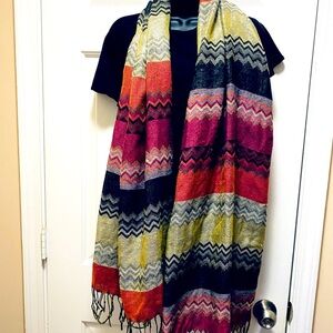 Charlotte Russe Multicolored Fringed Hem Shawl/Scarf Onsize